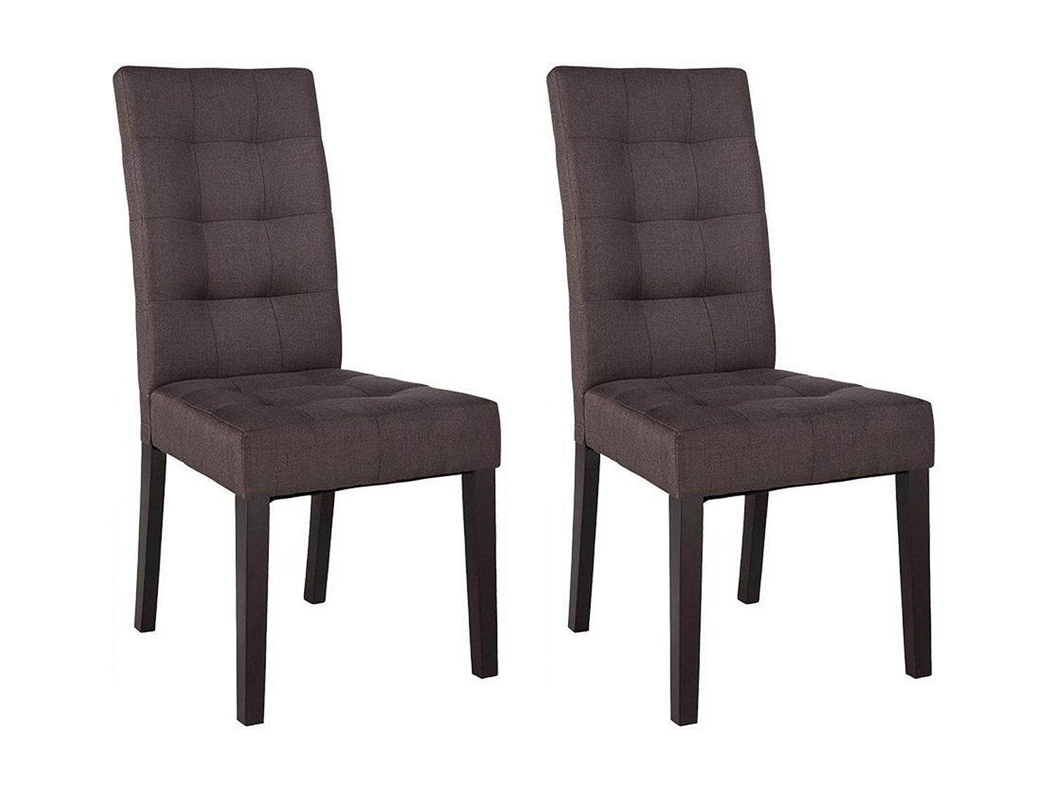 Komplet krzeseł VILLOSA - Brązowa tkanina + Ciemne drewniane nogi