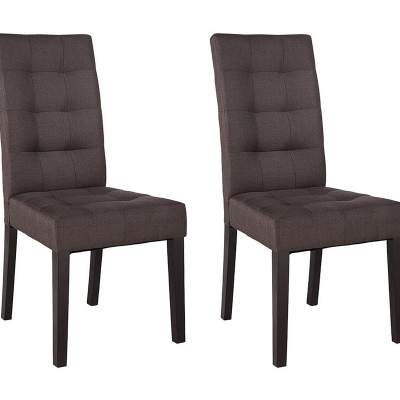 Komplet krzeseł VILLOSA - Brązowa tkanina + Ciemne drewniane nogi