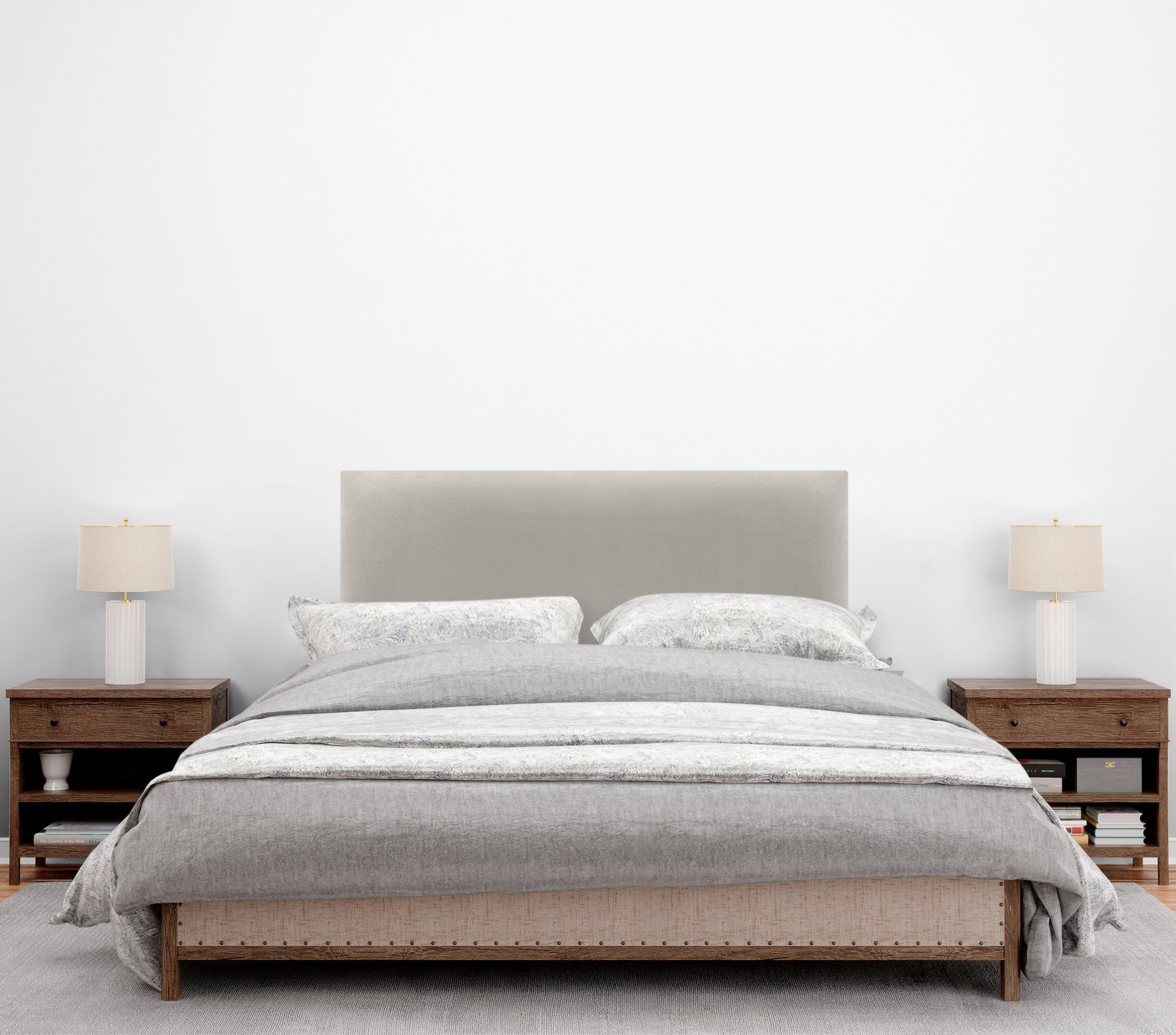 DHOME Cabecero de Terciopelo Liso Alta Gama Moderno Cabezal Tapizado Cama Lujo Dormitorio Acolchado (Beige, 80x50cm) - 4