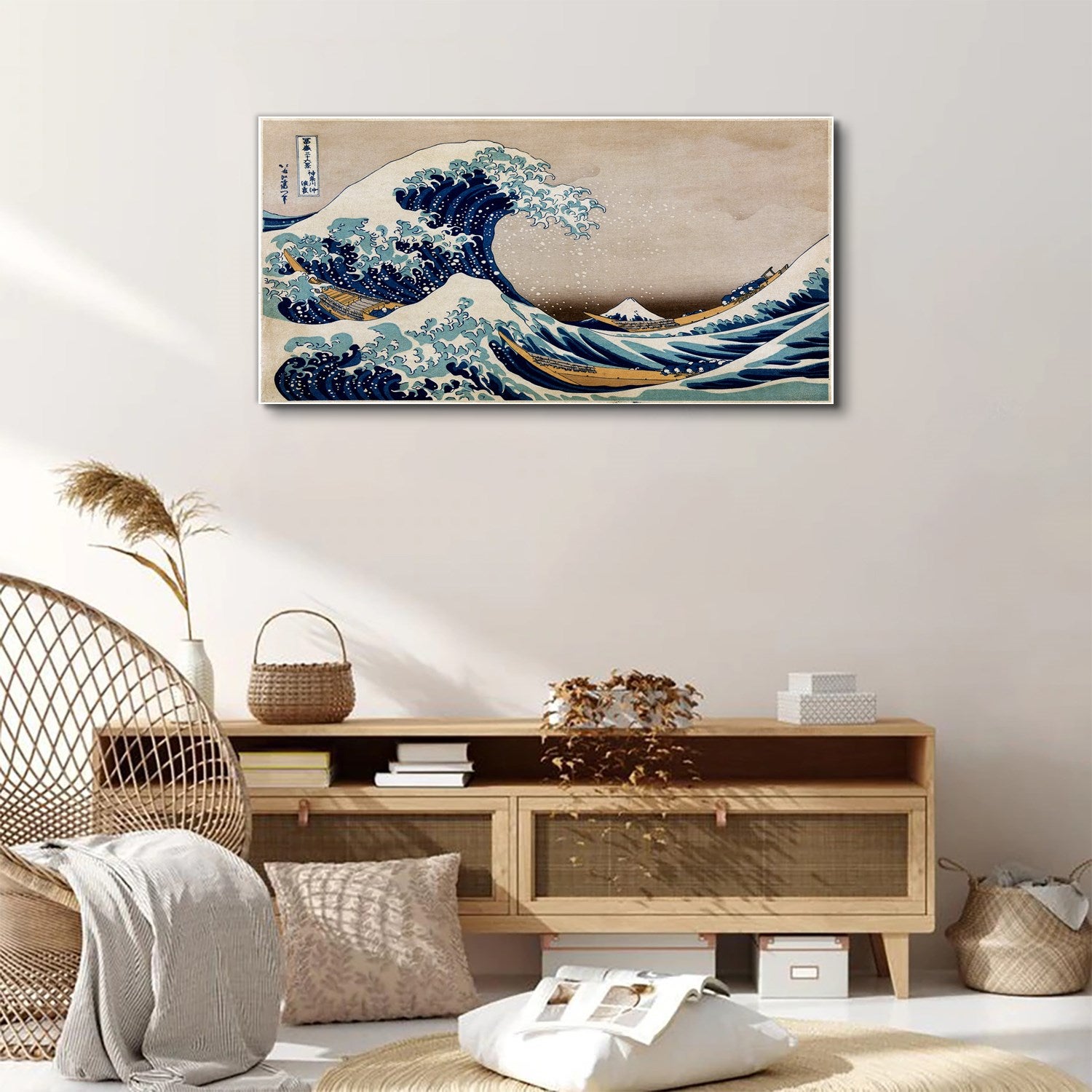 Impression sur Toile 100x50 cm Tulup – Tableau Murale Élégant et Contemporain – La grande vague de Kanagawa - 3