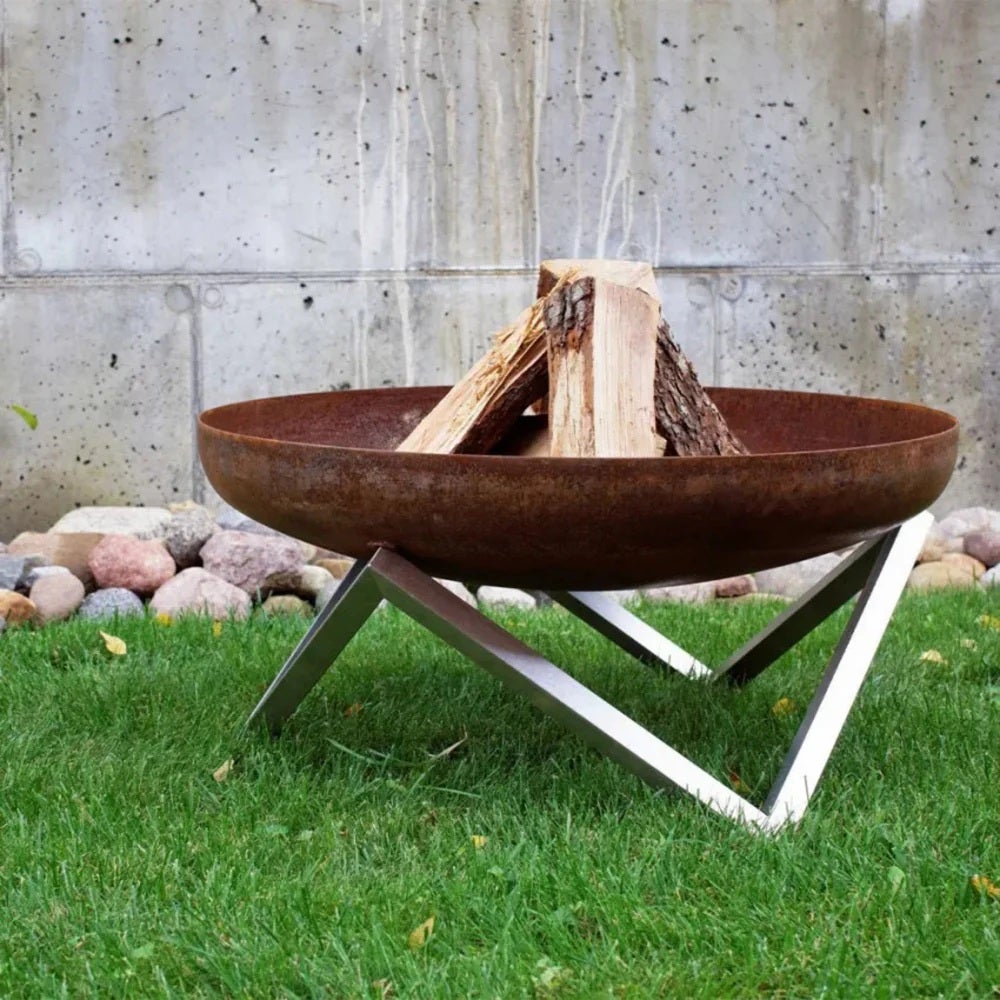 Brasero contemporáneo yanartas – acabado acero corten / inox