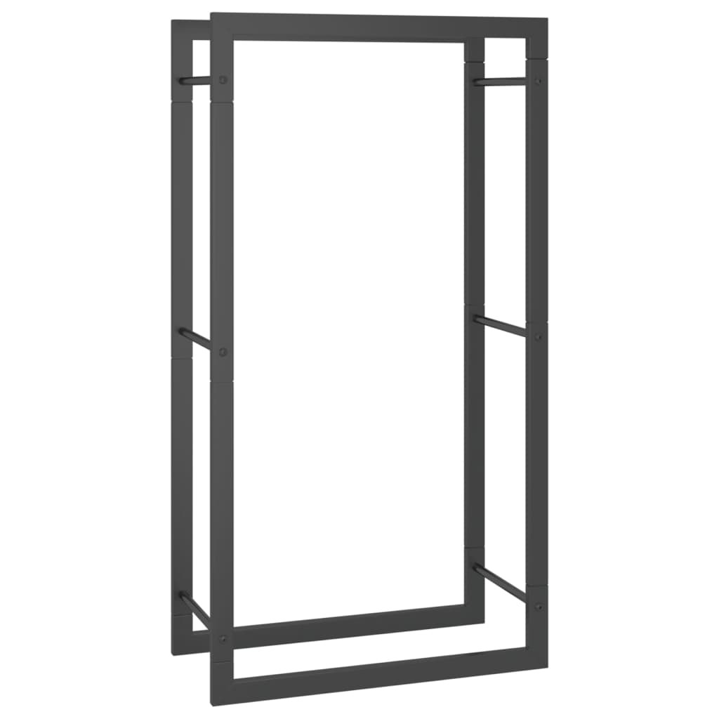 Portant de bois de chauffage Noir mat 50x28x94 cm Acier - 3