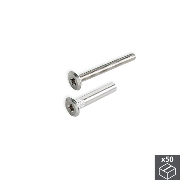 Emuca Vis, à tête extra-plate, 40 mm + écrous M4, 50 ut.-