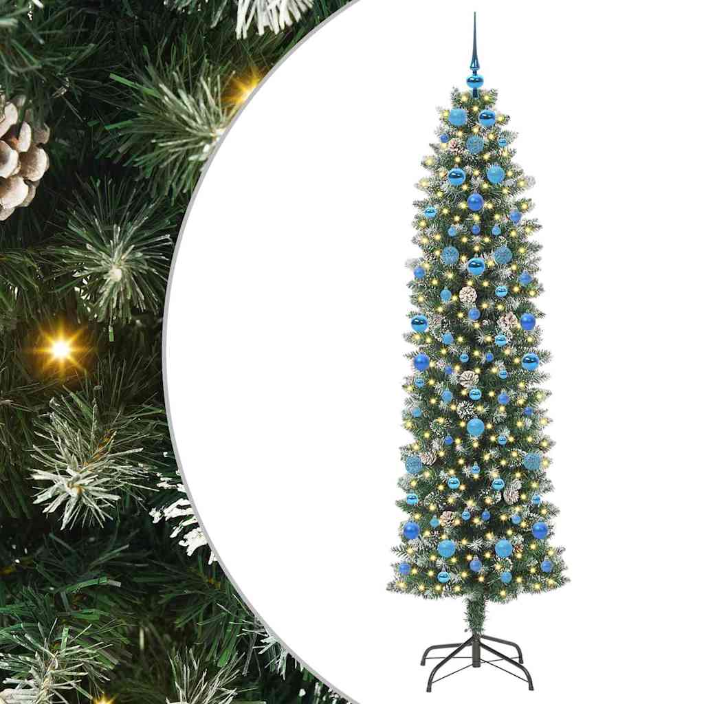 Sztuczne smukłe drzewo bożonarodzeniowe Zielono-biały 210 cm