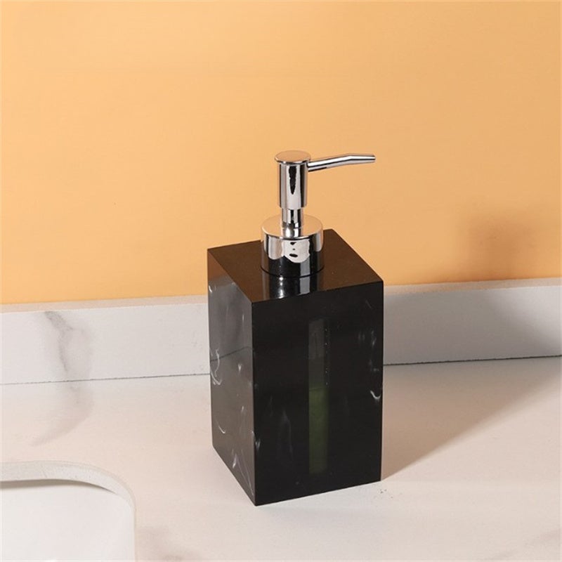 Butelka mydła w płynie z żywicy, butelka żelu pod prysznic, butelka 500 ml, czarna, srebrna głowica pompki, 7,2 * 7,2 * 18,5 cm