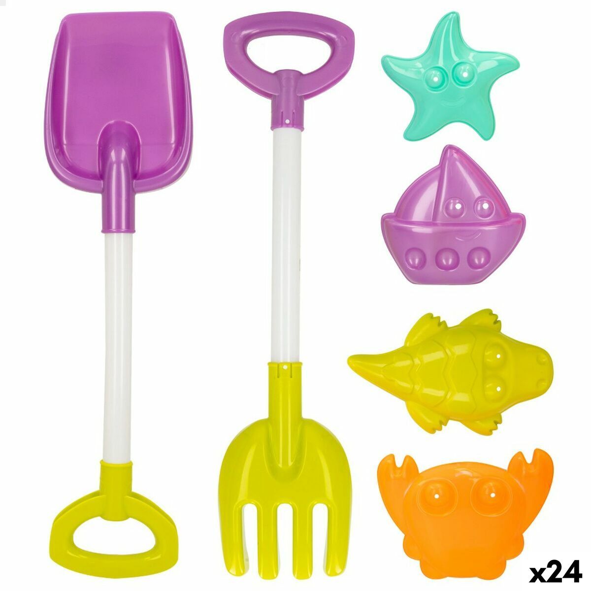 Lot De 6 Jouets De Plage – 5 Cornets De Glace Colorés + 1 Pelle – Motricité Fine – Couleurs Aléatoires – Dès 3 Ans