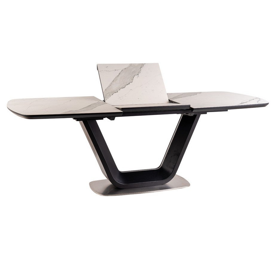 Mso  Mesa De Comedor Extensible Y Mármol 160Cm Vanda Negra , Leroy Merlin