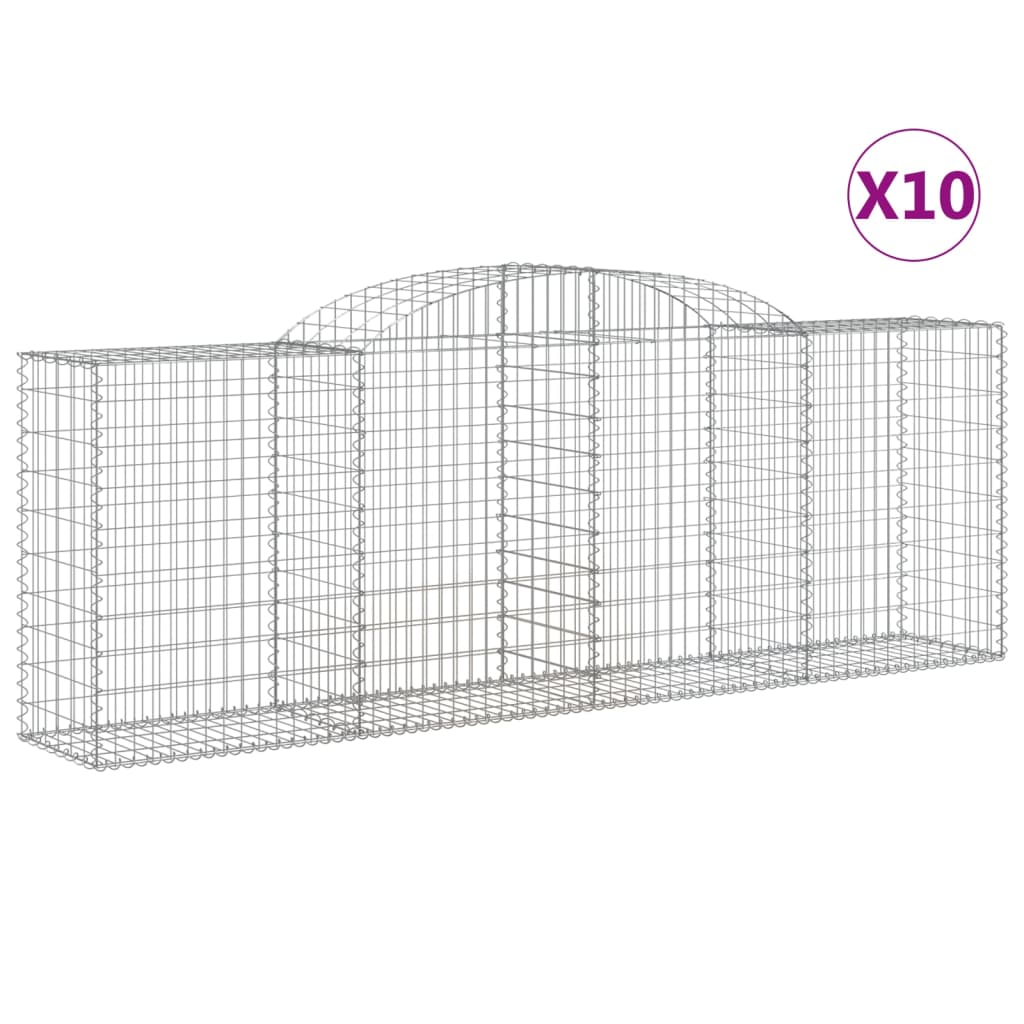 Cestas de gaviones valla de jaula muro de contención arqueado 10 piezas 300 x 50 x 100/120 cm hierro galv 02_0040262