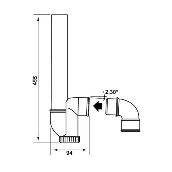NICOLL Siphon simple machine à laver sortie horizontale Ø40 - 2