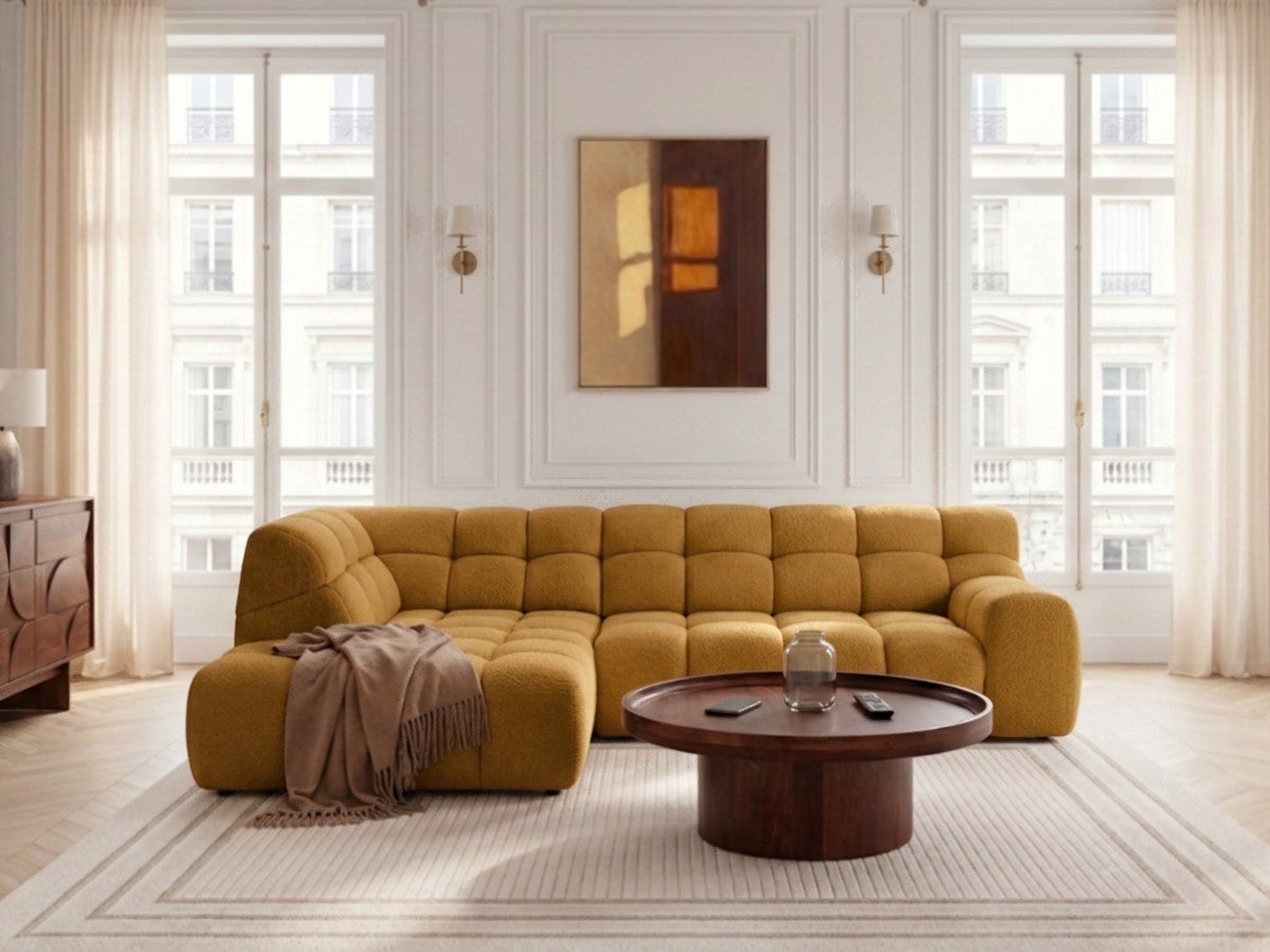 Canapé d'angle L convertible avance-recule électrique ANDRE tissu ...