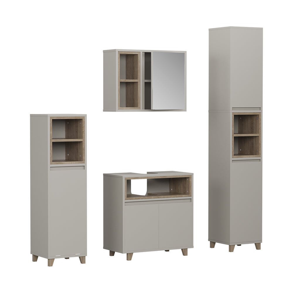 Vicco Zestaw mebli łazienkowych Elnor, Szary, 4 części