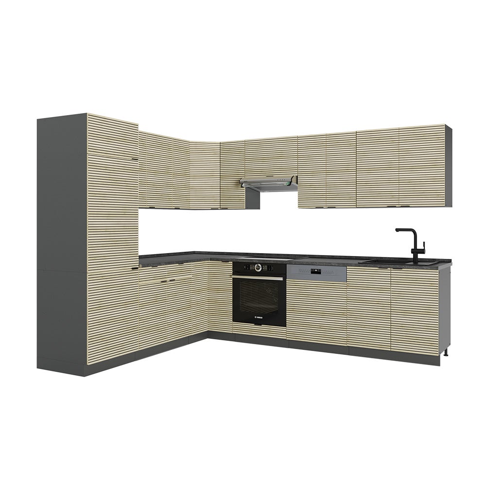 Vicco Cuisine en angle Anthracite Campagne/Chêne doré 160 x 60 cm sans