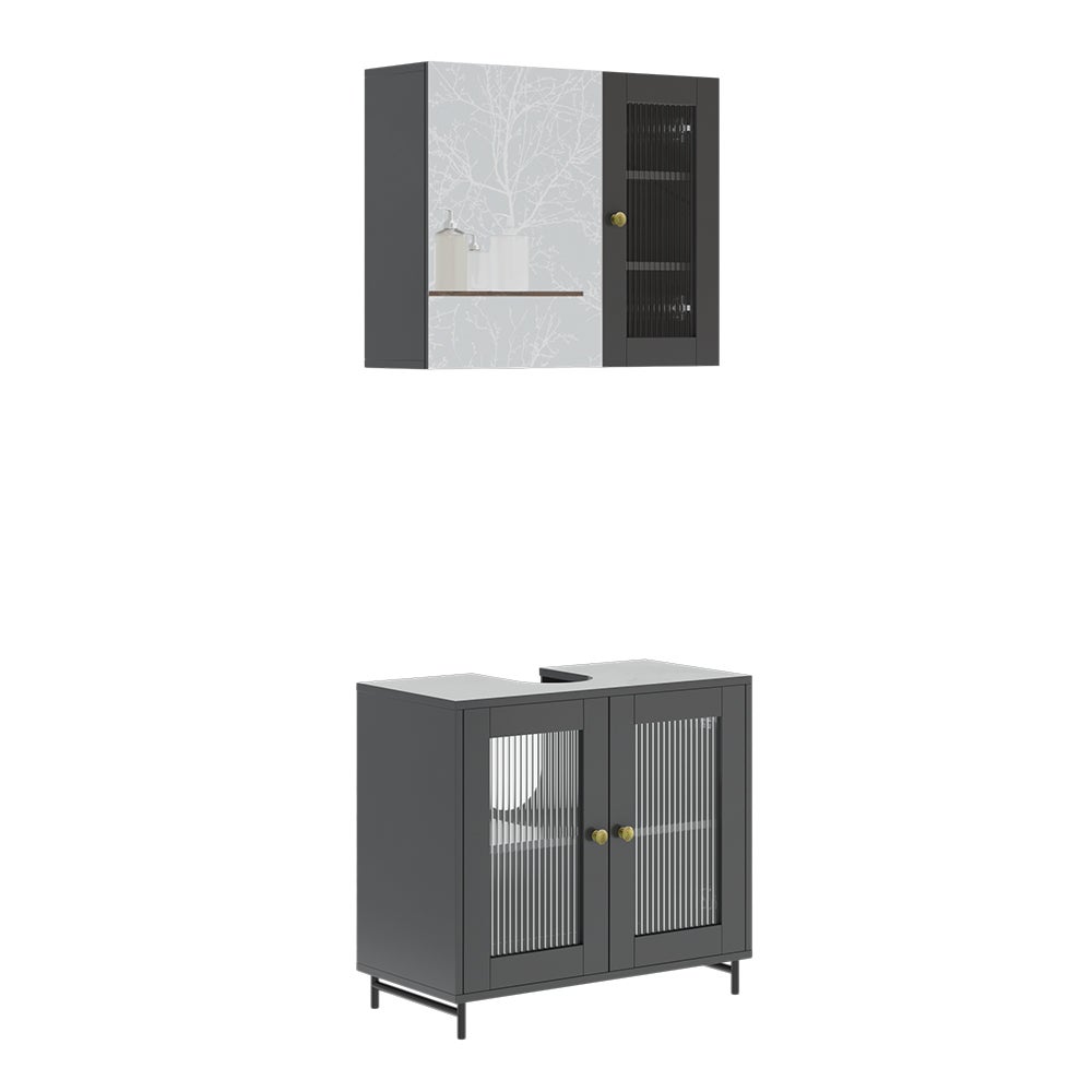 Vicco Zestaw mebli łazienkowych Malte, Szary, 2 części