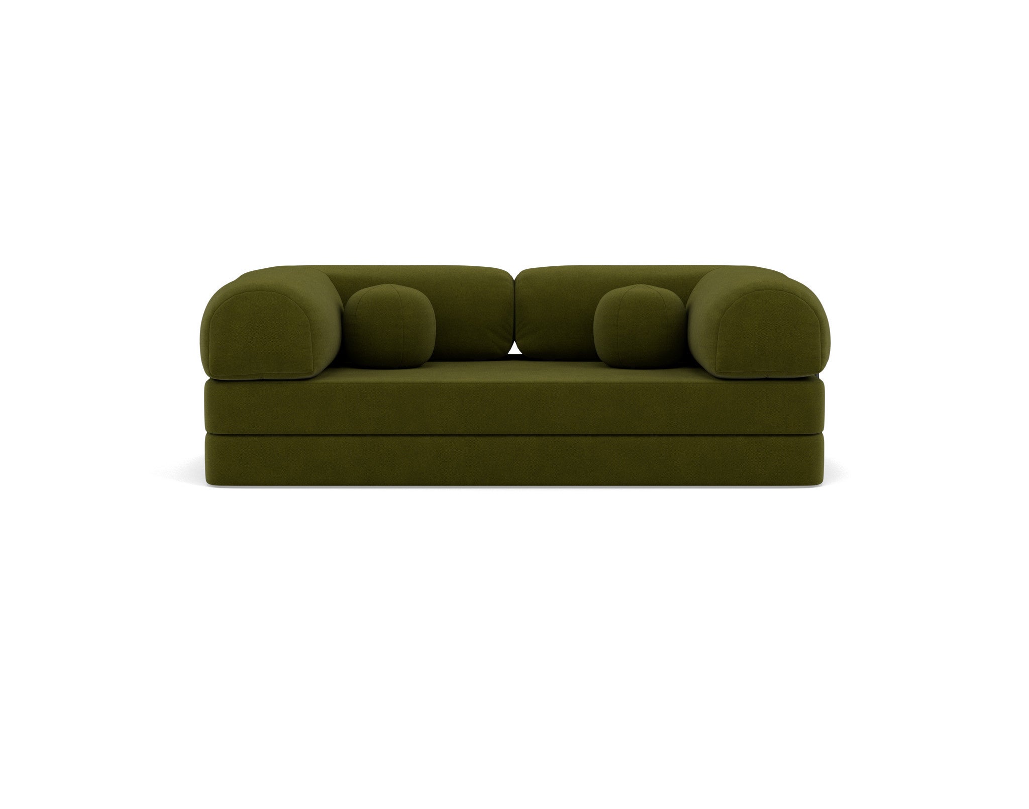 Canapé droit convertible 3 places en velours texturé vert kaki - NEBULA - Best Mobilier - 9