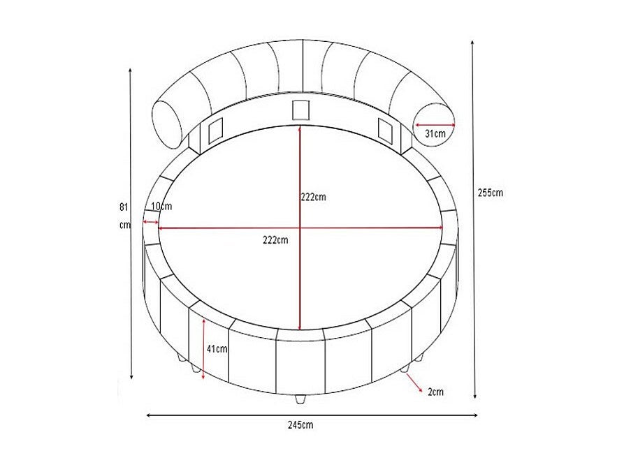 Lit rond 220 x 220 cm - Tissu bouclette - Blanc - ROGILA - 6