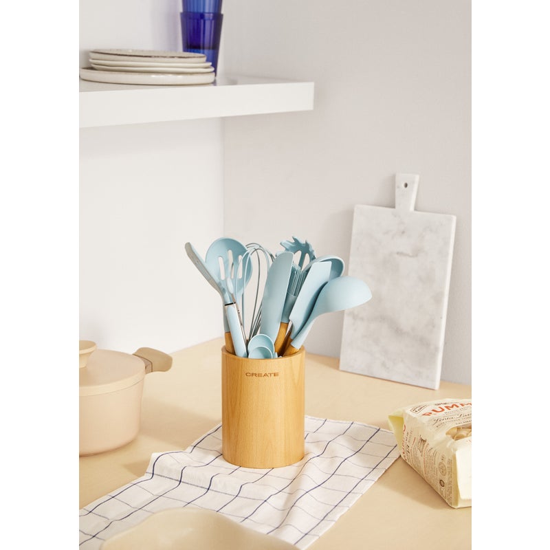 KITCHENWARE STUDIO - Zestaw akcesoriów kuchennych wykonanych z silikonu e drewna