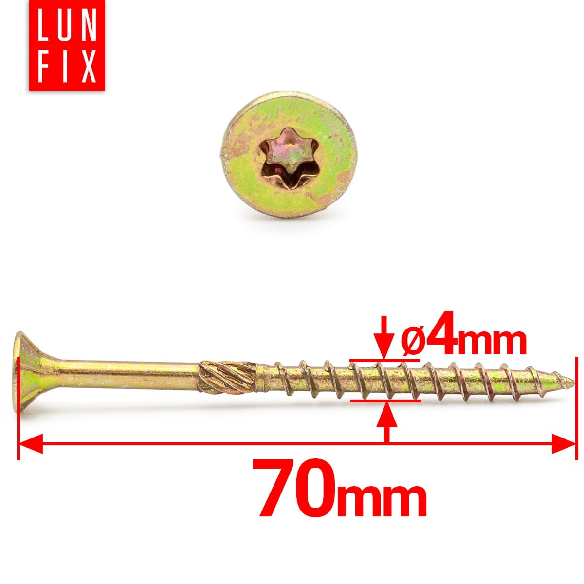 Wkręty ciesielskie z łbem stożkowym 4x70mm 250szt. - 2