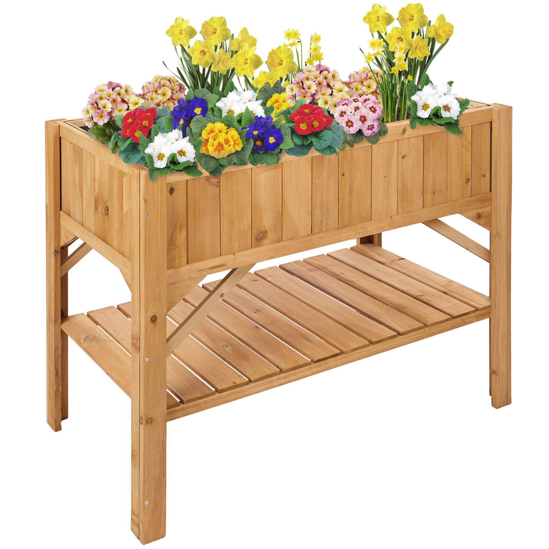 Carré Potager de jardin sur Pied Surélevé en Bois avec étagère marron - 2