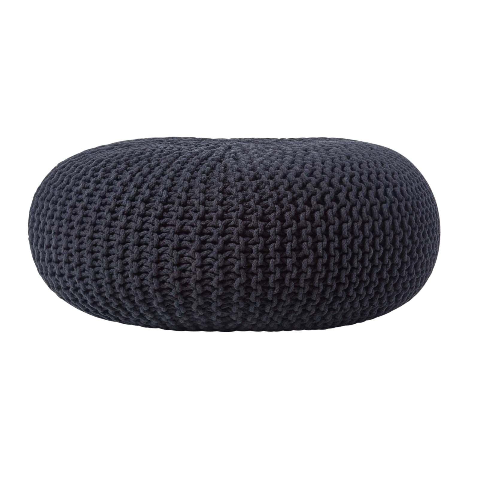 Homescapes Pouf lavorato a maglia a cubo di senape, pouf a maglia 35 x