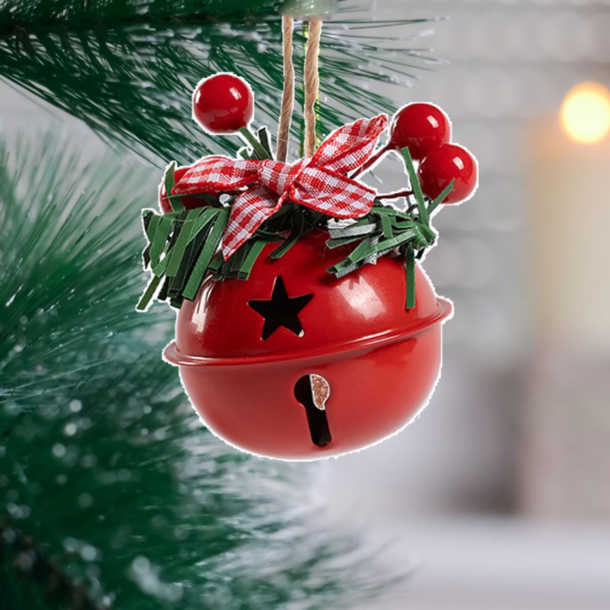 Cloches de noël 6 pièces, clochettes pour décorations de noël, pendentifs de cloche, ornement suspendu en métal - 3