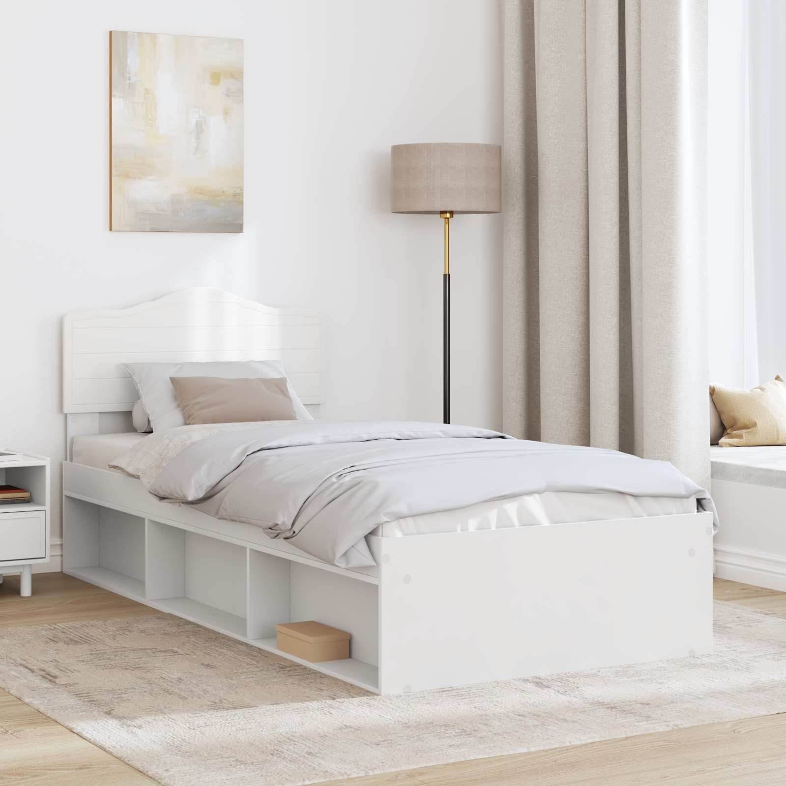 Cadre de lit blanc 75 x 190 cm pin massif - 3