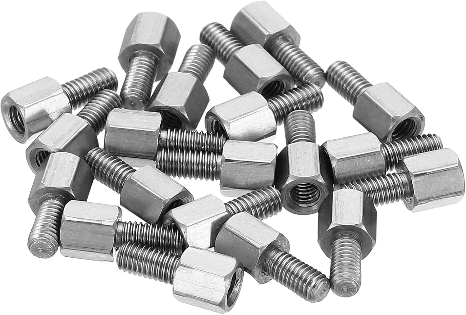 Wkręty dystansowe ze stali nierdzewnej, męskie i żeńskie, M3x5mm+6mm, zestaw 20 sztuk, do płytek drukowanych.