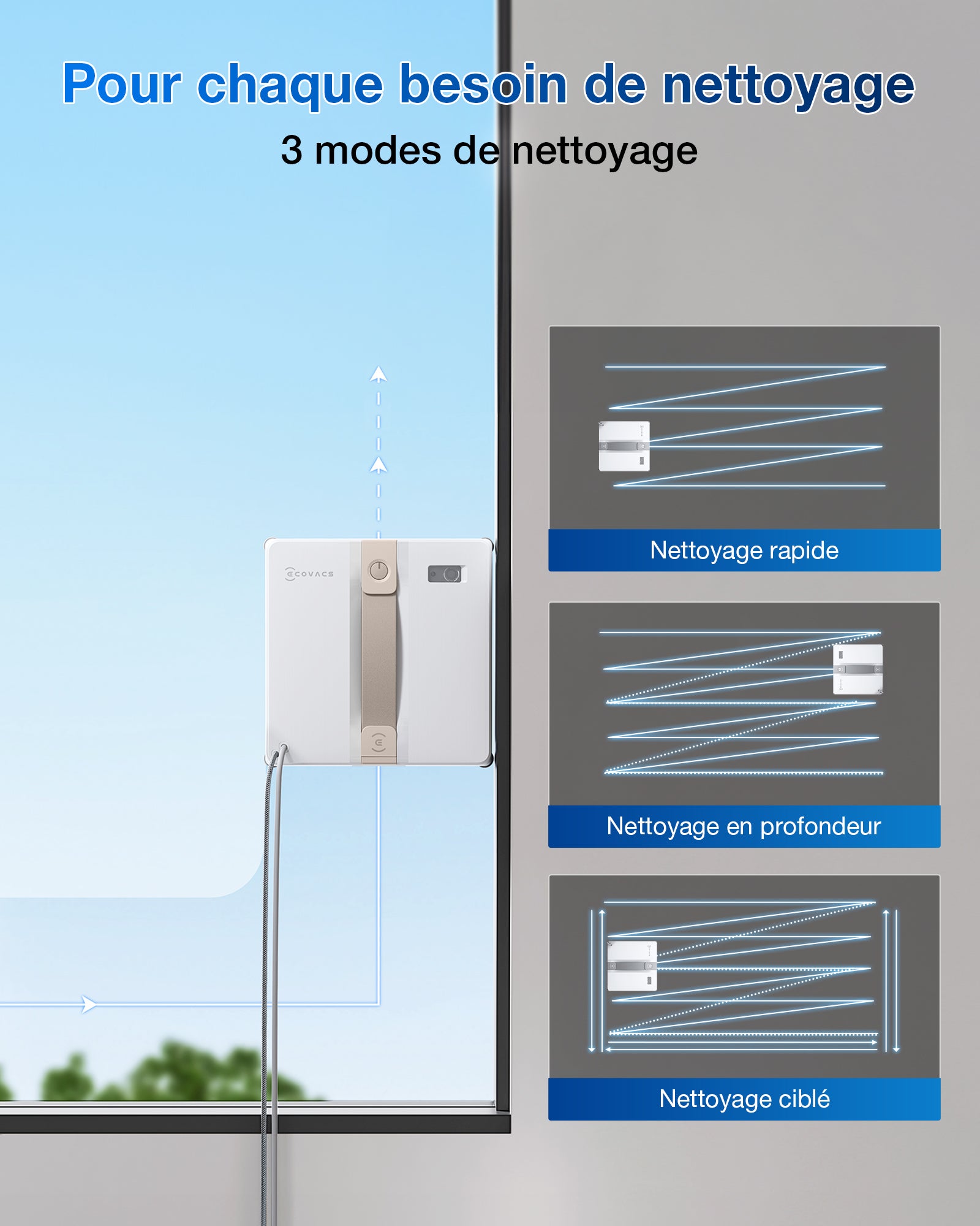 Robot de Nettoyage de Vitres, Double Buses, Système de Protection à 9 étapes, Planification Intelligente du Trajet, ECOVACS WINBOT Mini - 8