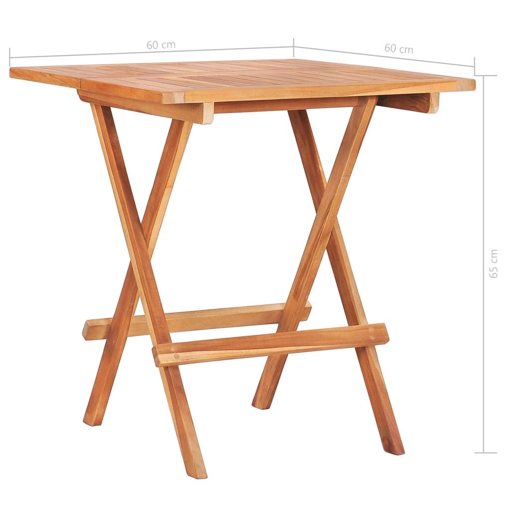 Table de bistro pliable 60x60x65 Bois de teck solide - 7