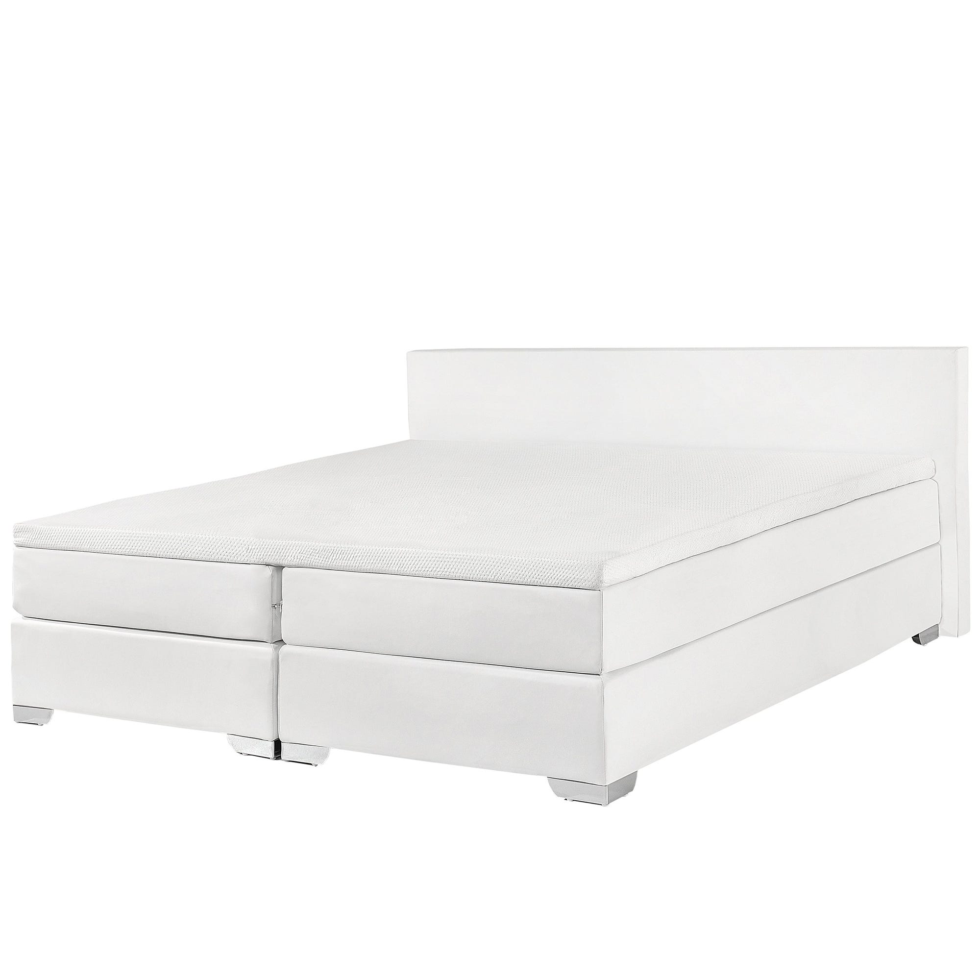 Lit Boxspring PRESIDENT 180 x 200 cm Cuir PU Blanc | Leroy Merlin