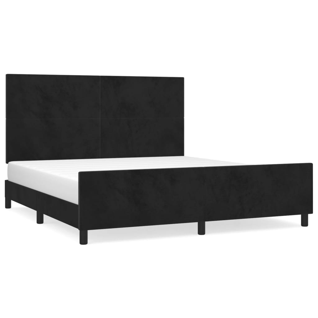 Cadre de lit sans matelas noir velours - 2