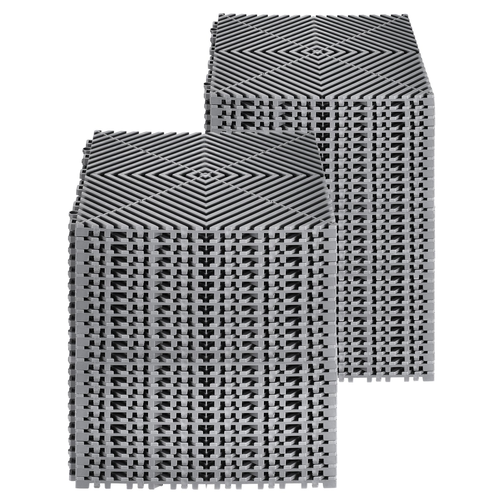 Tapis de drainage emboîtable,VEVOR 310x310 mm,55 pcs,coussin de sol PP antidérapant gris,dalles modulaires pour garage,jardin,cuisine - 9