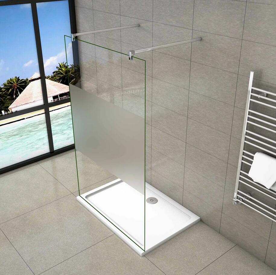 Parete Doccia Fissa In Vetro Temperato 8mm Trasparente - 90x200 Cm Con Barra Stabilizzatrice - Foto 10