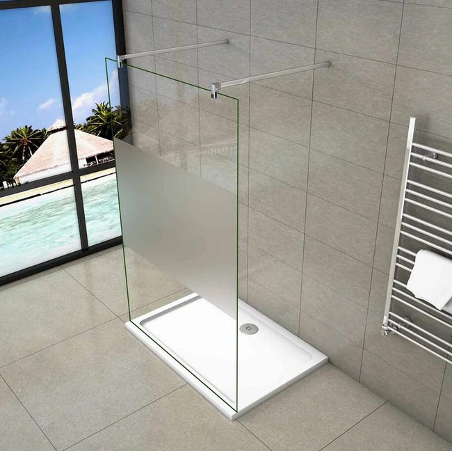 Parete Doccia Fissa In Vetro Temperato 8mm Trasparente - 90x200 Cm Con Barra Stabilizzatrice - Foto 10