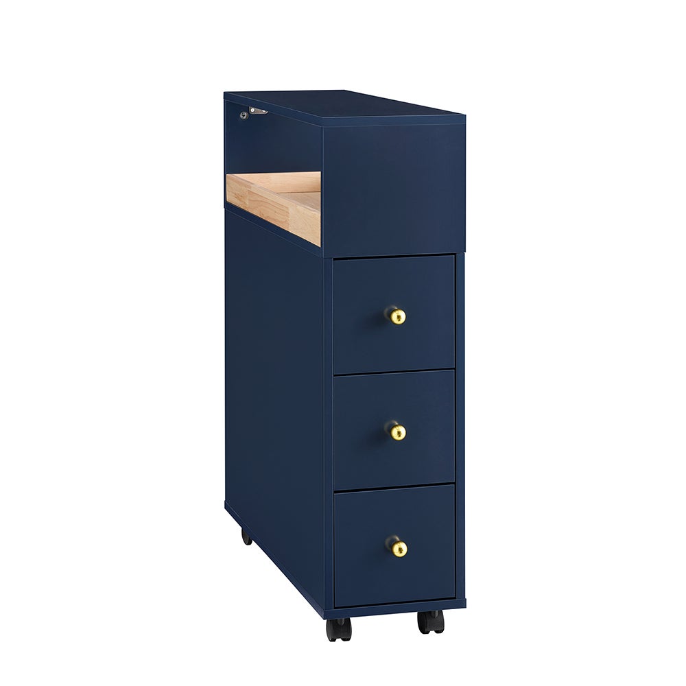 SoBuy Meble łazienkowe z trzema szufladami Niebieski 23x65x83cm BZR195-B