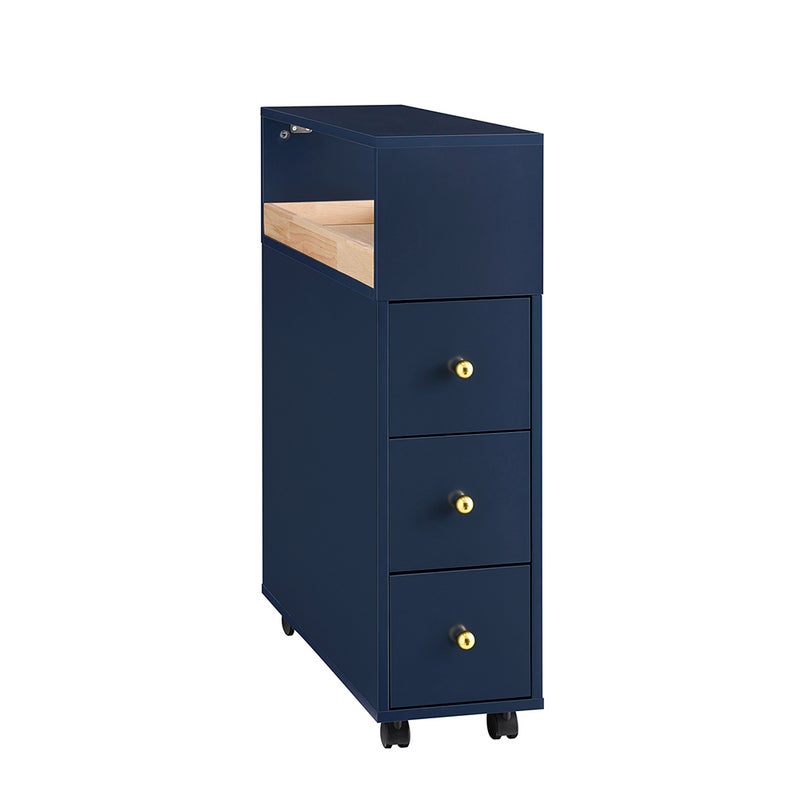 SoBuy Meble łazienkowe z trzema szufladami Niebieski 23x65x83cm BZR195-B