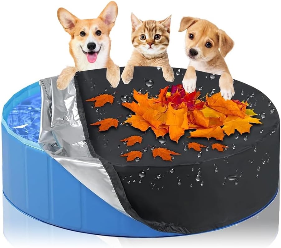 Okrągła pokrywa na basen, 160 x 30 cm, okrągła pokrywa na basen dla psów, tkanina Oxford, ochrona UV, składana i wodoodporna