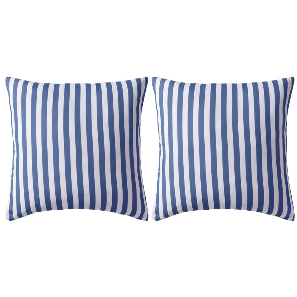 Maison exclusive - cojines para exterior a rayas 45x45 cm azul marino 2 unidades