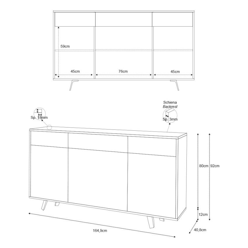 KIT ARMOIRES 3 PORTES 3 Tiroirs Couleur Oxyde noir - 5