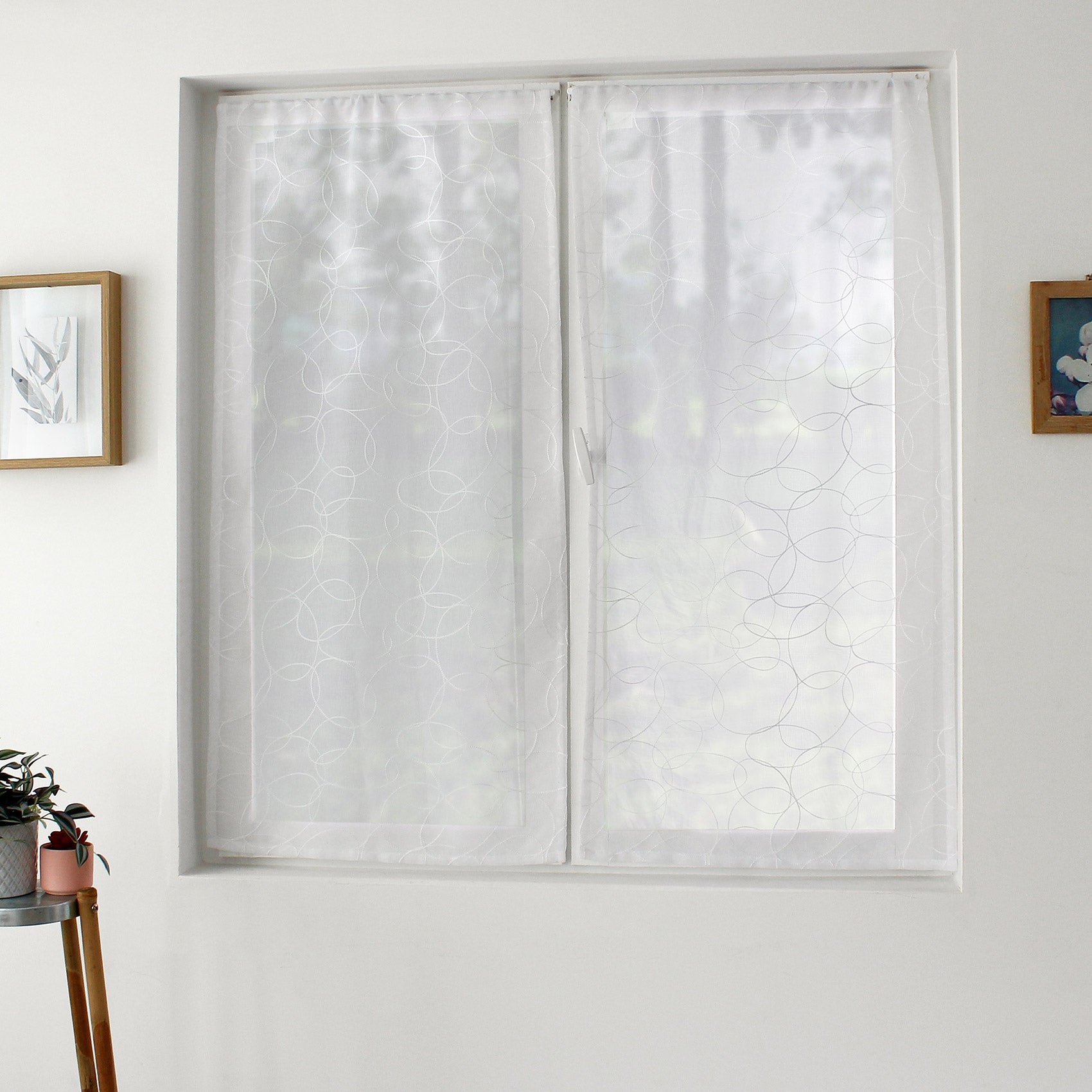 Voilage Tamisant Blanc – Paire De 45x180 Cm – Polycoton – Pour Toutes Les Fenêtres