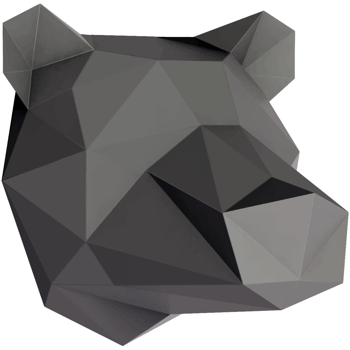 Adesivo 3D origami profilo orso nero - Sticker adesivo - adesivi murali - 120x120cm - 5