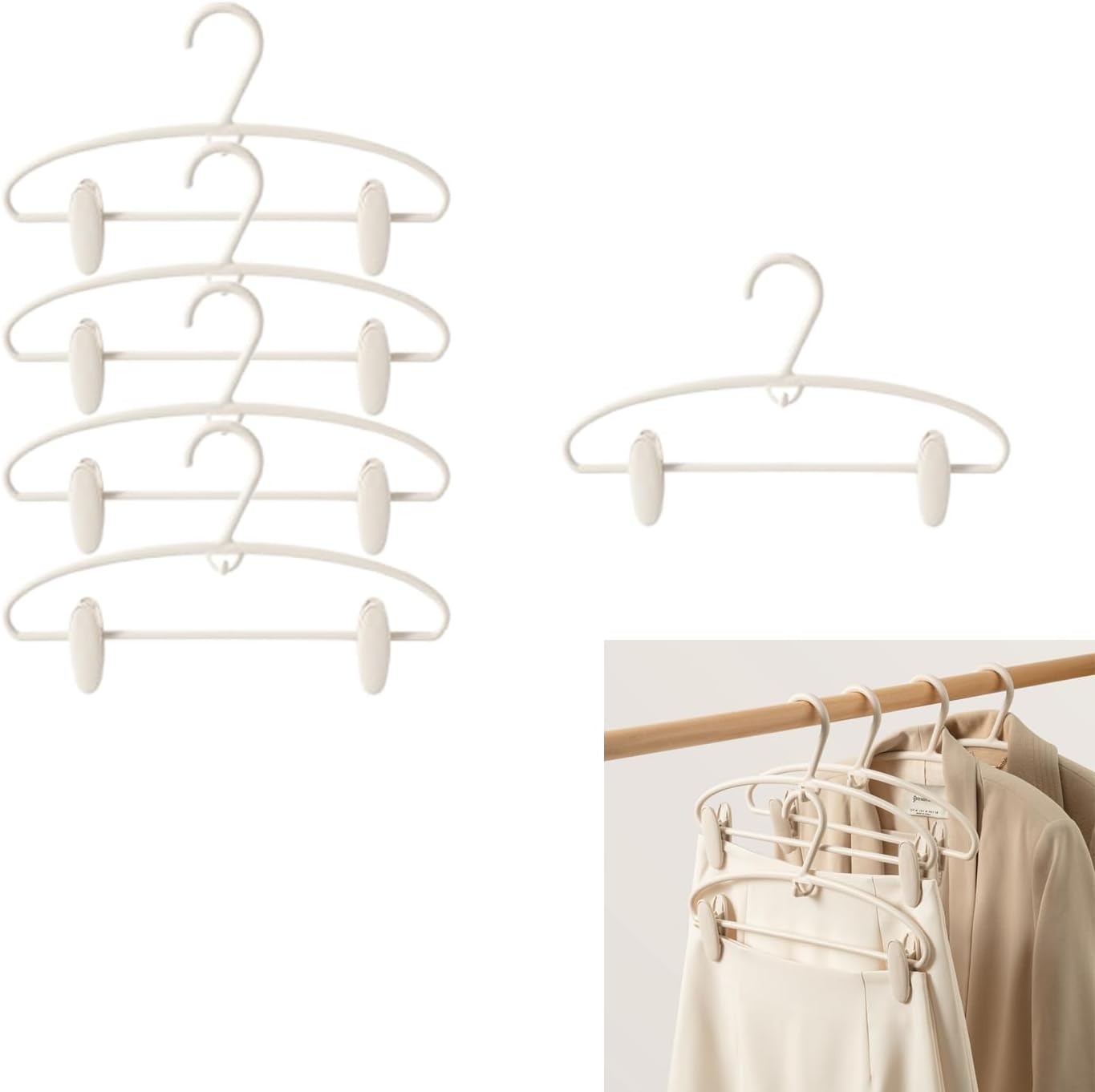 Set 20 Grucce Per Pantaloni Con Clip Regolabili - Bianche Per Guardaroba - Foto 7