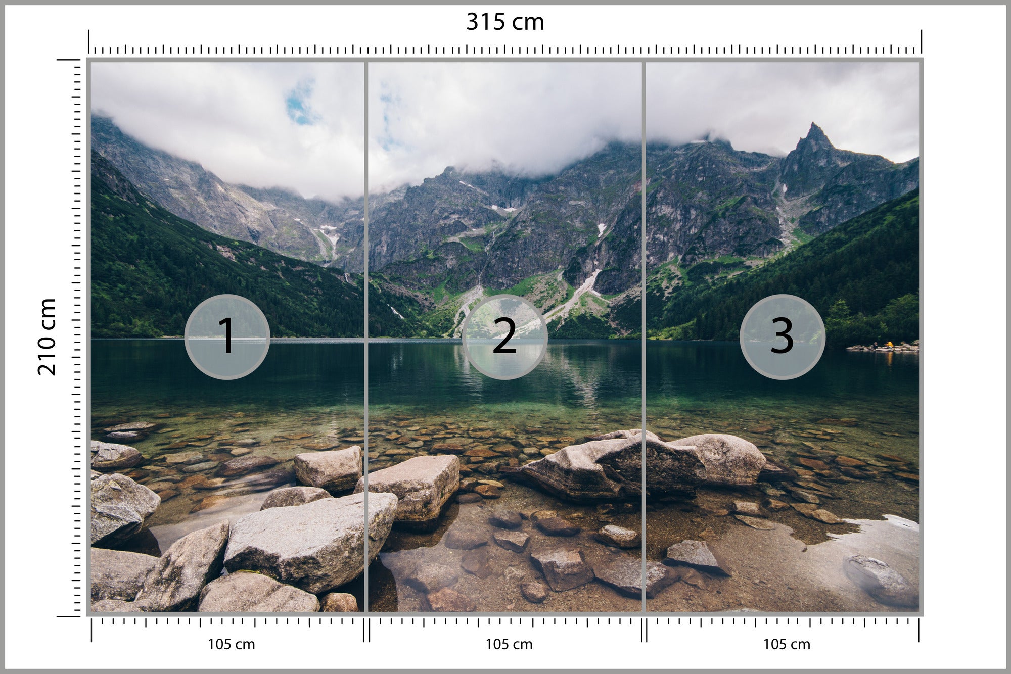 Vlieseline Papier Peint Photo LAC Morskie Oko Paysage 3D Nature Montagne Pour Chambre 315cm x 210cm - 3