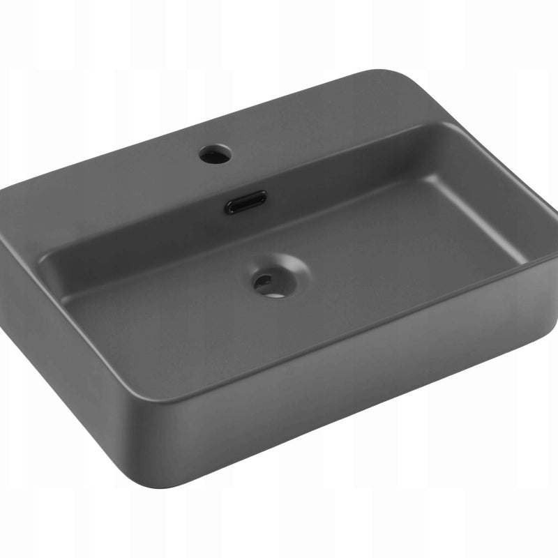 Umywalka nablatowa TRUST 2 DARK GRAY 55 cm ciemnoszara matowa ceramika