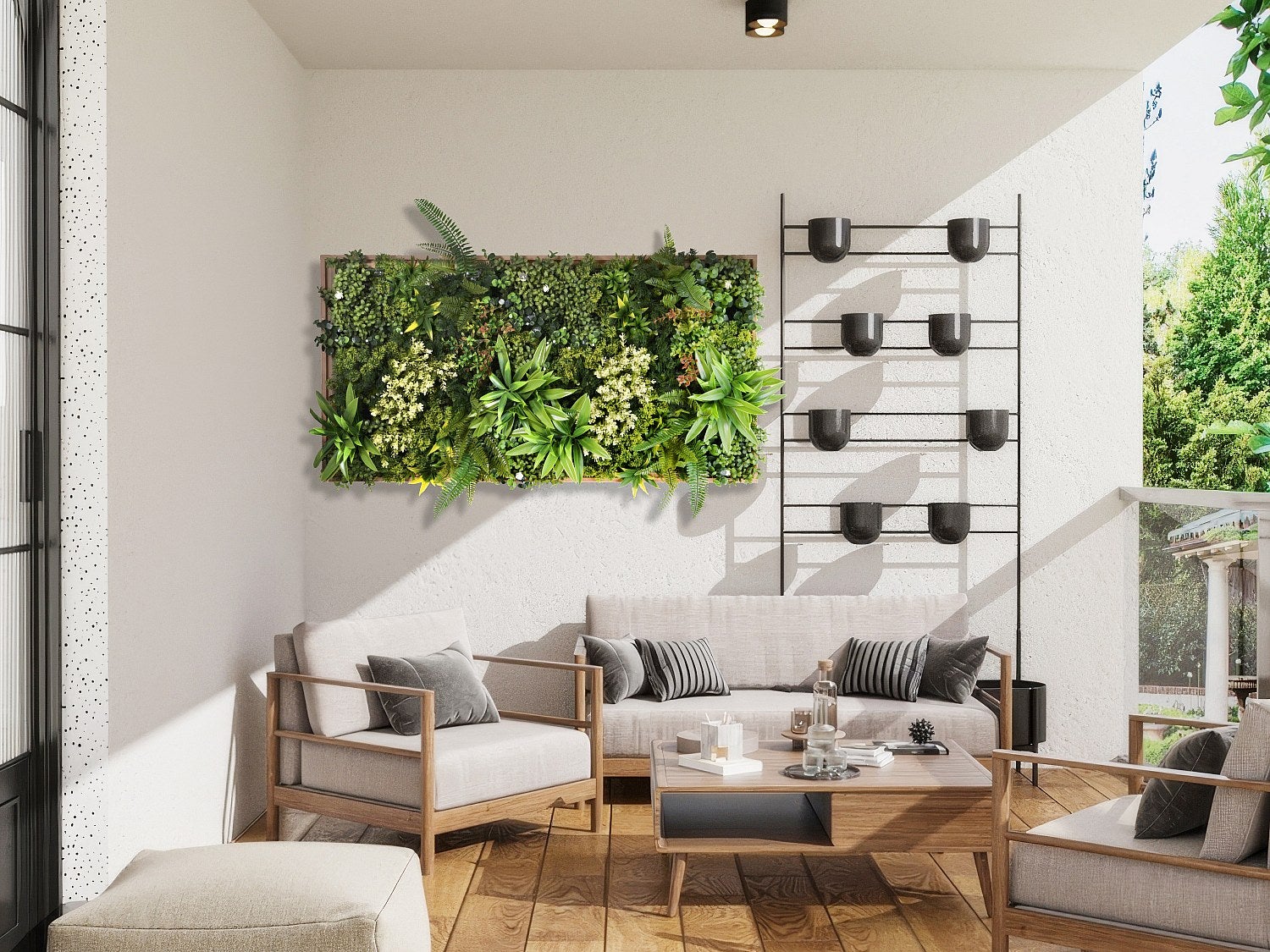 Panel dekoracyjny ze sztucznych roślin wys. 55 x szer. 106 cm - Naturalny obraz, zielone liście - WOODIL