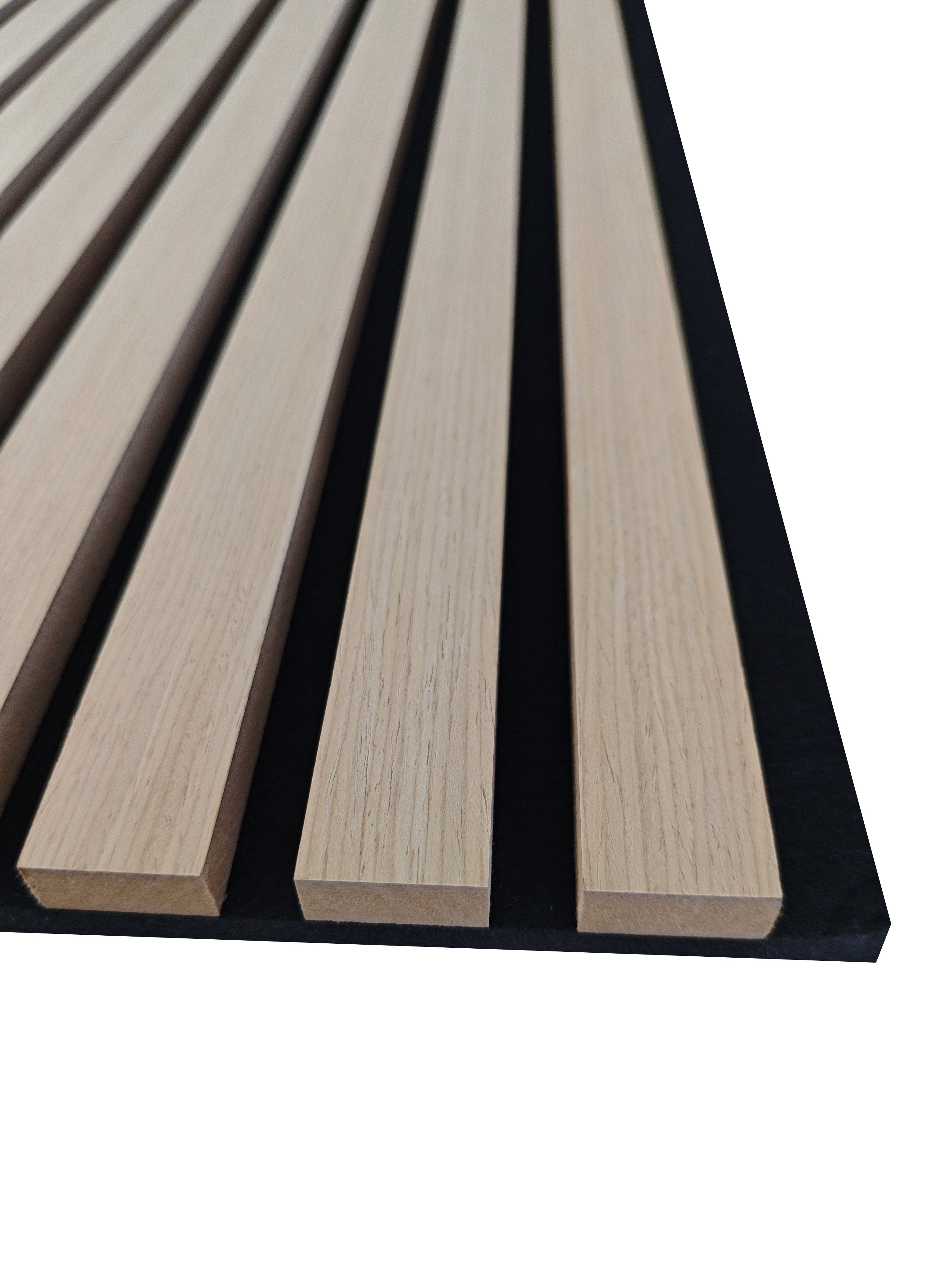 Lot de 3 Panneaux Muraux Décoratifs Acoustiques Bois MDF 260x30cm couleur chêne AntiBruit, Facile à Poser - 7