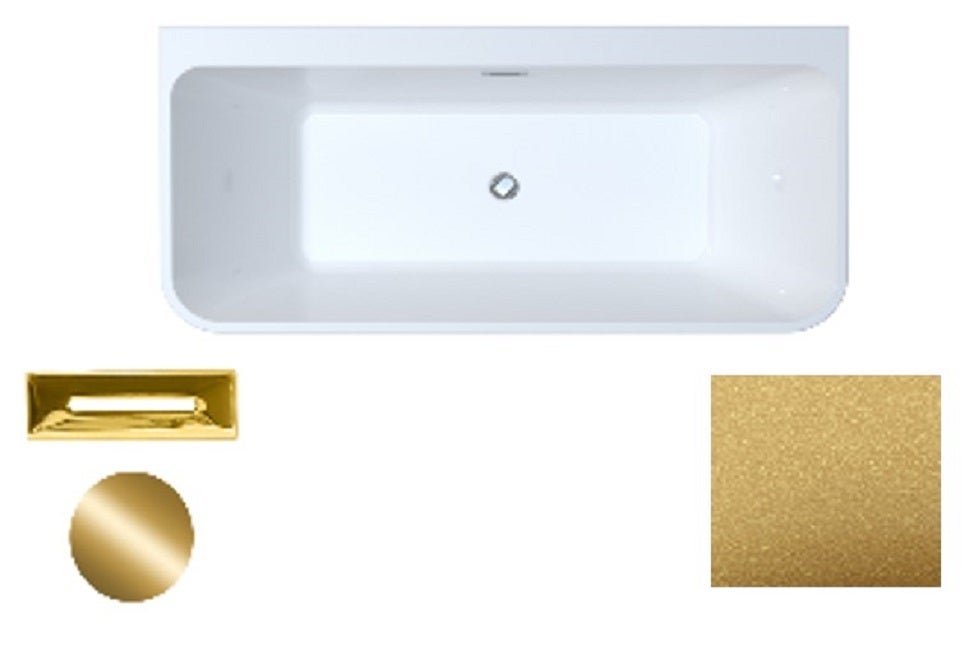 Bañera asimétrica glam dorada con desagüe dorado varya 170x80