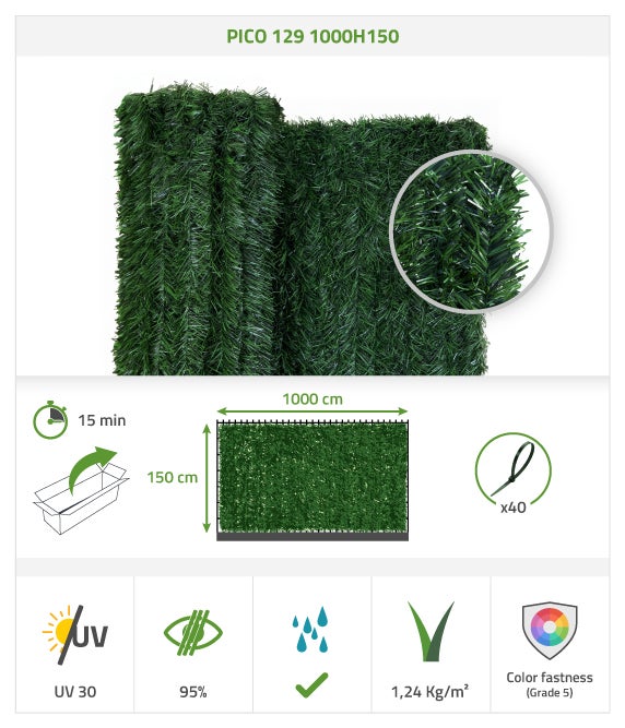 Siepe Artificiale PICO 1.5x10 m Rete Frangivista 95% Oscurante - 2