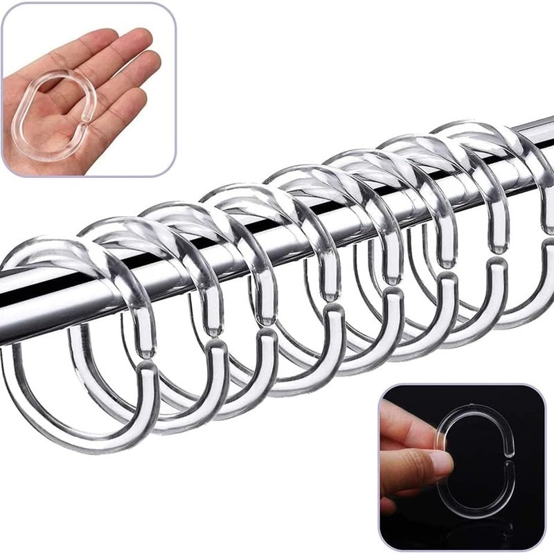 Zestaw 12 przezroczystych, plastikowych pierścieni ślizgowych do zasłony prysznicowej, do łazienki i wnętrz