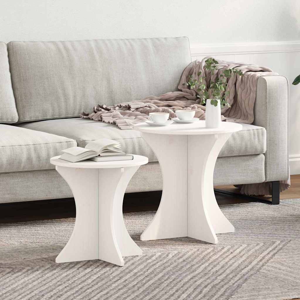 Stolik kawowy 2 pcs Biały Lite drewno sosnowe vidaXL