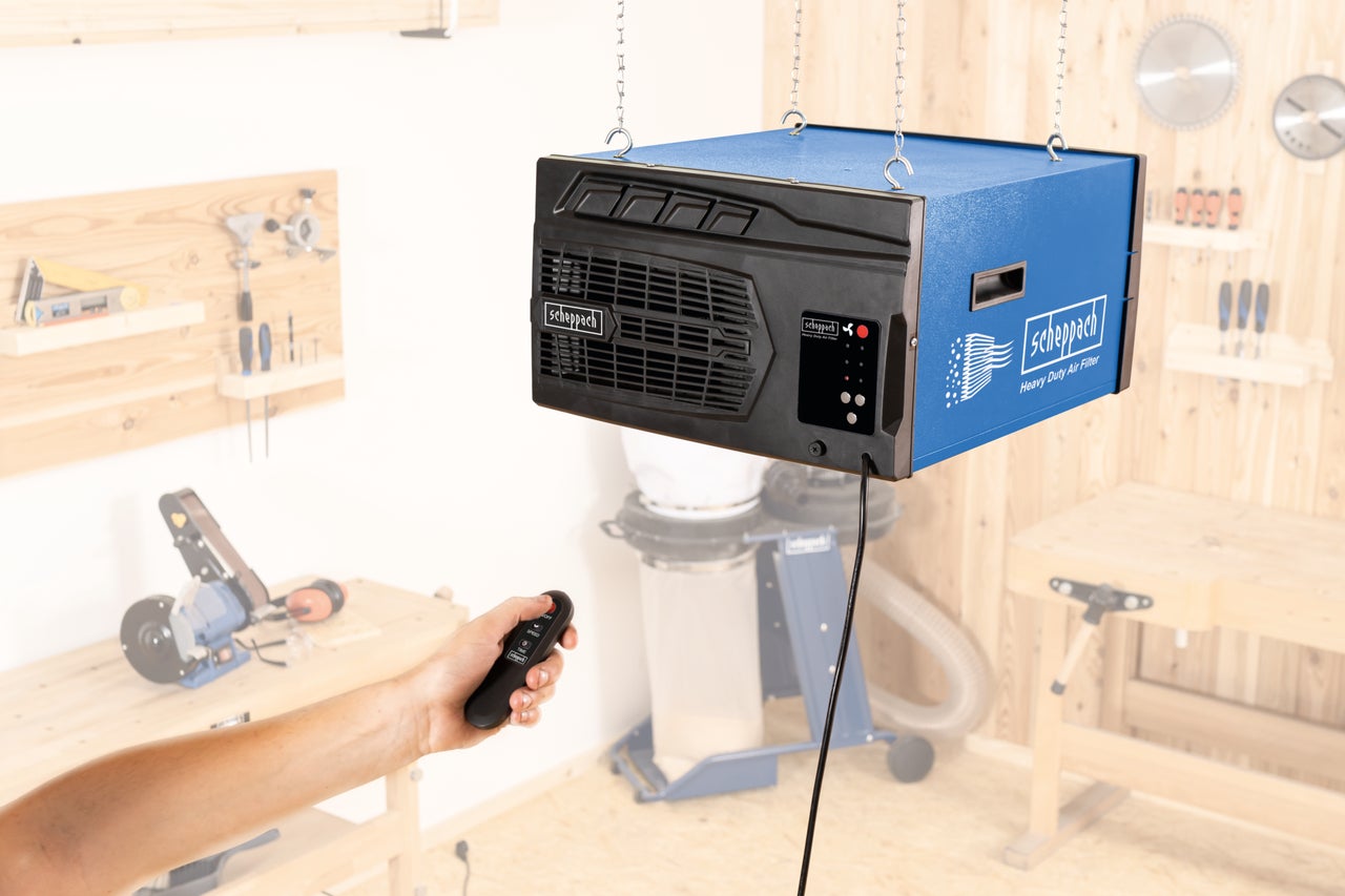 Scheppach Système de filtration d'air Heavy Duty HDA-14 - 110W - débit d'air 600 / 675 / 740m³/h - superficie 400 m² - télécommande incluse - 3